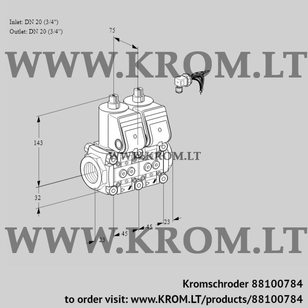 Kromschroder VCS 1E20R/20R05NNWR/PPPP/PPPP, 88100784 double solenoid valve, 88100784