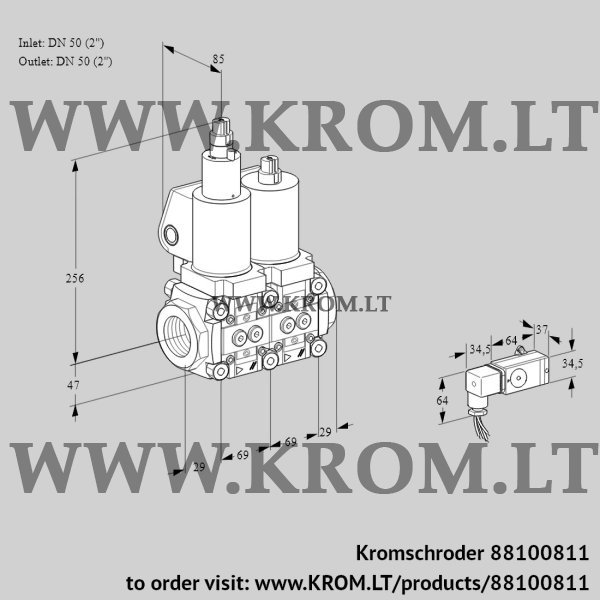 Kromschroder VCS 2T50N/50N05LNQSL/3-MM/MMMM, 88100811 double solenoid valve, 88100811