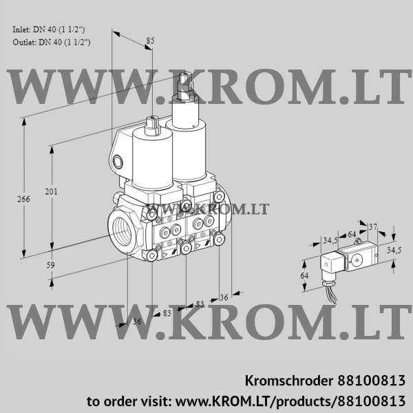 Kromschroder VCS 3T40N/40N05NLQSL/MMMM/3--4, 88100813 double solenoid valve, 88100813