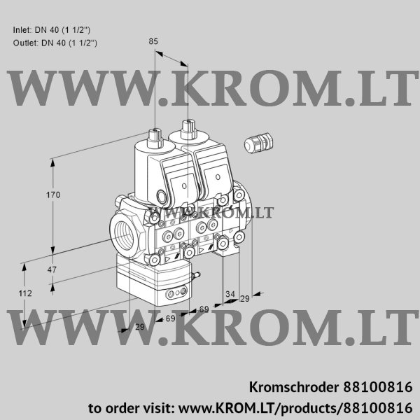 Kromschroder VCD 2E40R/40R05D-100NVWR/PPPP/PPPP, 88100816 pressure regulator, 88100816