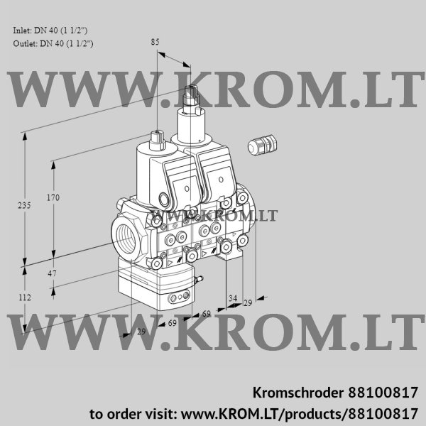 Kromschroder VCD 2E40R/40R05D-100LVWR/PPPP/PPPP, 88100817 pressure regulator, 88100817