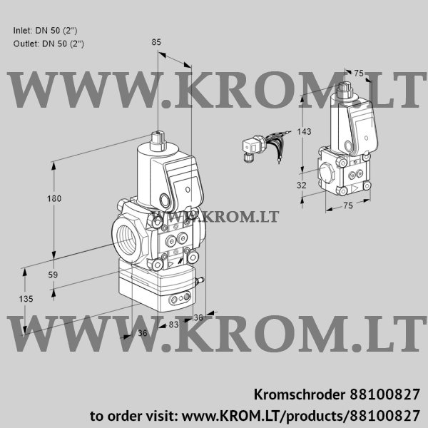 Kromschroder VAG 3E50R/50R05GEWR/PP/ZS, 88100827 air/gas ratio control, 88100827