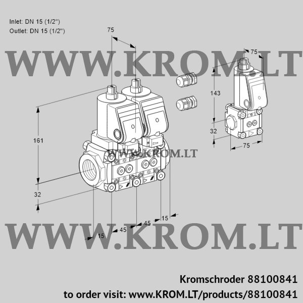 Kromschroder VCS 1E15R/15R05NNQSR3/PPPP/PPBS, 88100841 double solenoid valve, 88100841