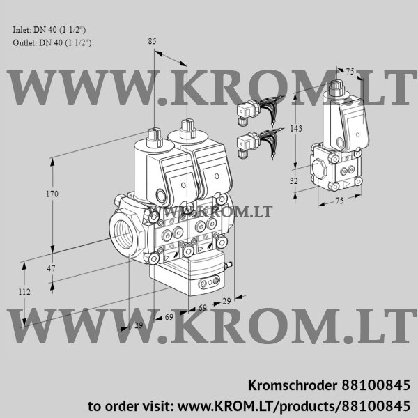 Kromschroder VCG 2E40R/40R05NGEWR6/PPPP/PPBS, 88100845 air/gas ratio control, 88100845