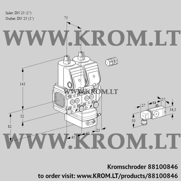 Kromschroder VCD 1E25R/25R05FND-25WR/1-PP/PPPP, 88100846 pressure regulator, 88100846