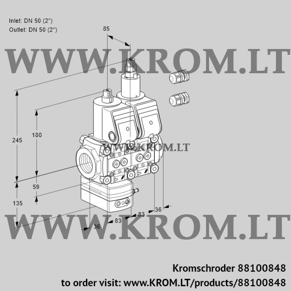 Kromschroder VCG 3E50R/50R05GELQR3/PPPP/PPPP, 88100848 air/gas ratio control, 88100848