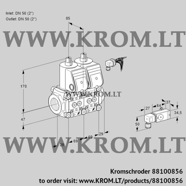 Kromschroder VCS 2E50R/50R05NNKR/PPPP/4-PP, 88100856 double solenoid valve, 88100856