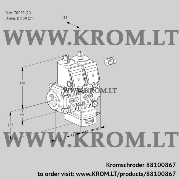 Kromschroder VCG 3E50R/50R05NGEWR/PPPP/PPPP, 88100867 air/gas ratio control, 88100867