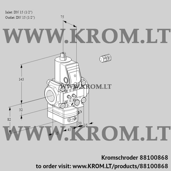 Kromschroder VAH 1E15R/15R05HEVQR/MM/PP, 88100868 flow rate regulator, 88100868