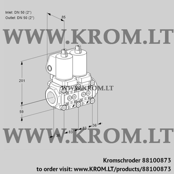 Kromschroder VCS 3T50N/50N05NNQSL/PPPP/PPPP, 88100873 double solenoid valve, 88100873