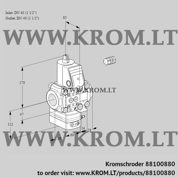 Kromschroder VAH 2E40R/40R05HEVKR/PP/PP, 88100880 flow rate regulator, 88100880