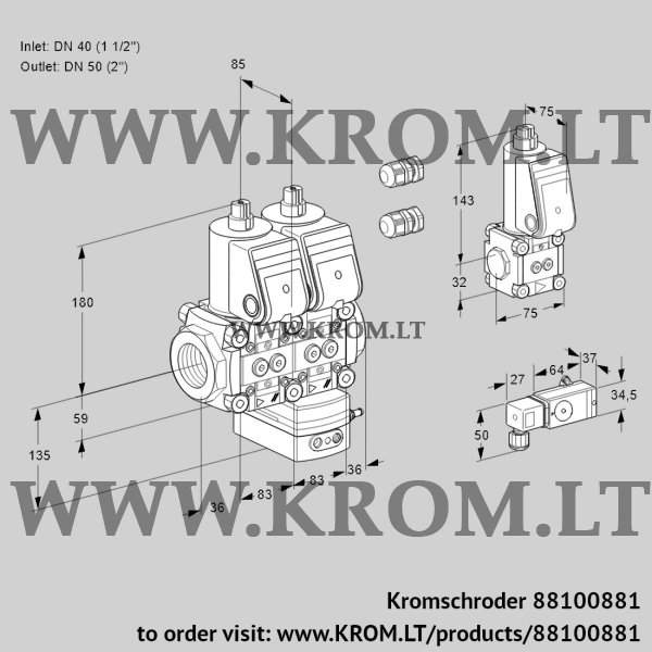 Kromschroder VCG 3E40R/50R05NGEWR3/-3PP/PPZS, 88100881 air/gas ratio control, 88100881