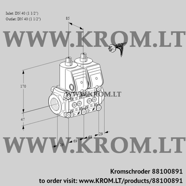 Kromschroder VCS 2E40R/40R05NNKR/PPPP/PPPP, 88100891 double solenoid valve, 88100891