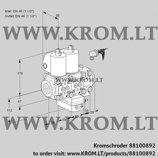 Kromschroder VCH 2E40R/40R05NHEVWL/PPPP/PPPP, 88100892 flow rate regulator, 88100892
