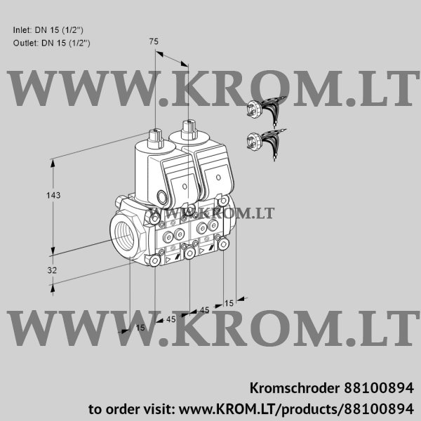 Kromschroder VCS 1E15R/15R05NNWR5/PPPP/PPPP, 88100894 double solenoid valve, 88100894