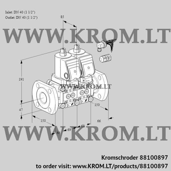 Kromschroder VCS 2E40F/40F05NNWGR8/PPPP/PPPP, 88100897 double solenoid valve, 88100897