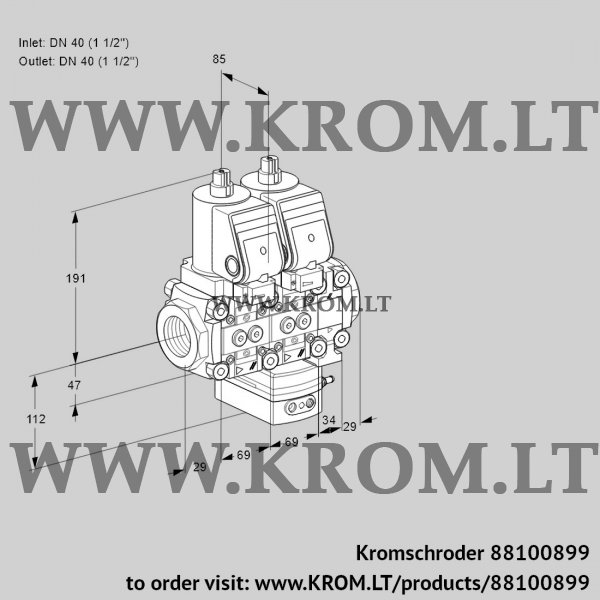 Kromschroder VCH 2T40N/40N05NHAVQGR/PPPP/PPPP, 88100899 flow rate regulator, 88100899