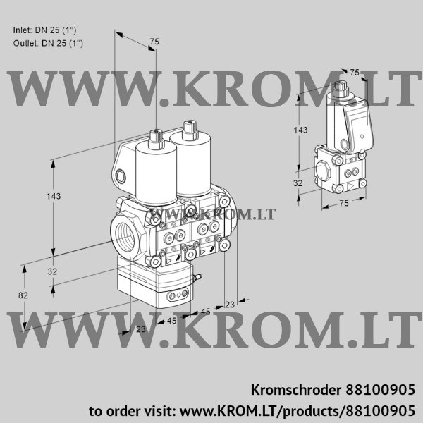 Kromschroder VCD 1E25R/25R05D-100NWL/PPZS/PPPP, 88100905 pressure regulator, 88100905