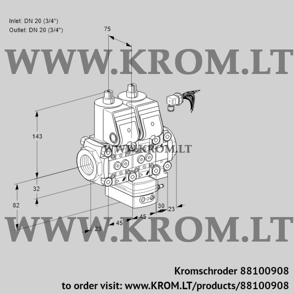 Kromschroder VCH 1E20R/20R05NHEVWR/PPPP/PPPP, 88100908 flow rate regulator, 88100908