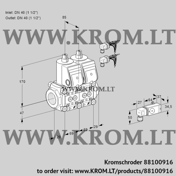 Kromschroder VCS 2E40R/40R05NNKR6/2-PP/PPPP, 88100916 double solenoid valve, 88100916