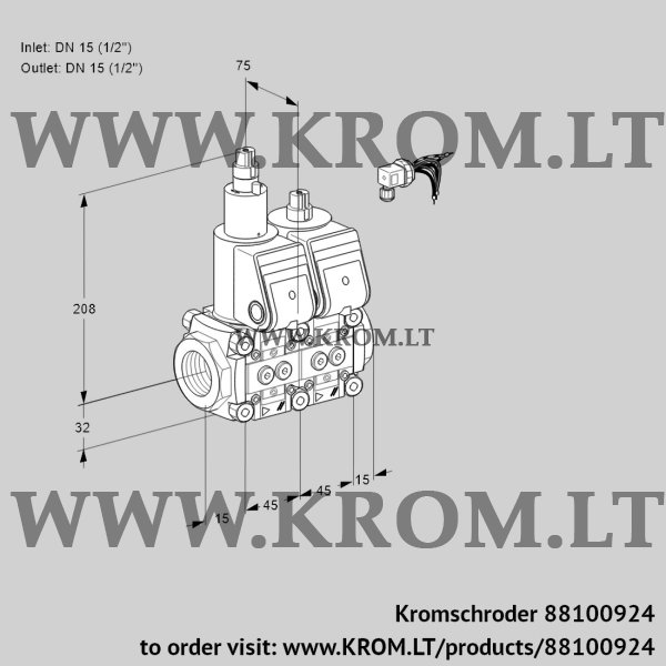 Kromschroder VCS 1E15R/15R05LNWR/PPPP/PPPP, 88100924 double solenoid valve, 88100924