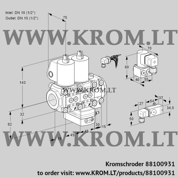 Kromschroder VCG 1E15R/15R05NGEVWL/MMBY/2-PP, 88100931 air/gas ratio control, 88100931