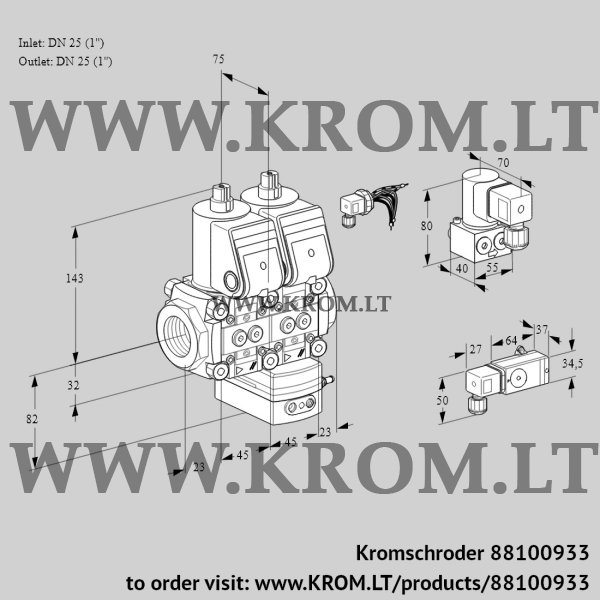 Kromschroder VCG 1E25R/25R05NGEWR/2-PP/MMBY, 88100933 air/gas ratio control, 88100933