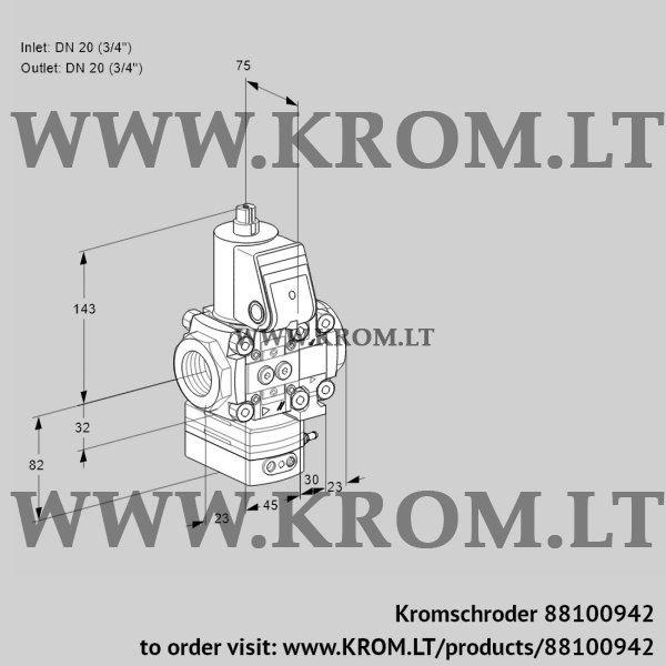 Kromschroder VAH 1E20R/20R05HEVQR/PP/PP, 88100942 flow rate regulator, 88100942