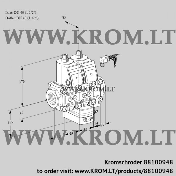 Kromschroder VCH 2E40R/40R05NHEVWR/PPPP/PPPP, 88100948 flow rate regulator, 88100948
