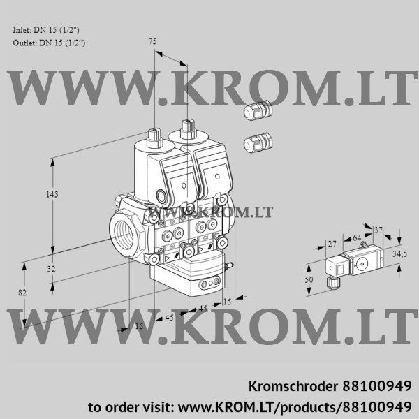 Kromschroder VCG 1E15R/15R05NGEWR3/2-PP/PPPP, 88100949 air/gas ratio control, 88100949