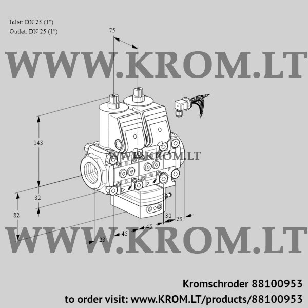 Kromschroder VCH 1E25R/25R05NHEVWR/PPPP/PPPP, 88100953 flow rate regulator, 88100953