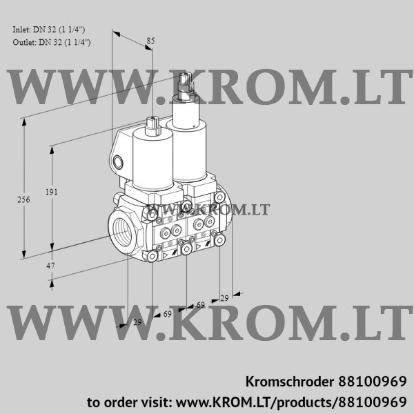 Kromschroder VCS 2T32N/32N05NLQGL/PPPP/PPPP, 88100969 double solenoid valve, 88100969