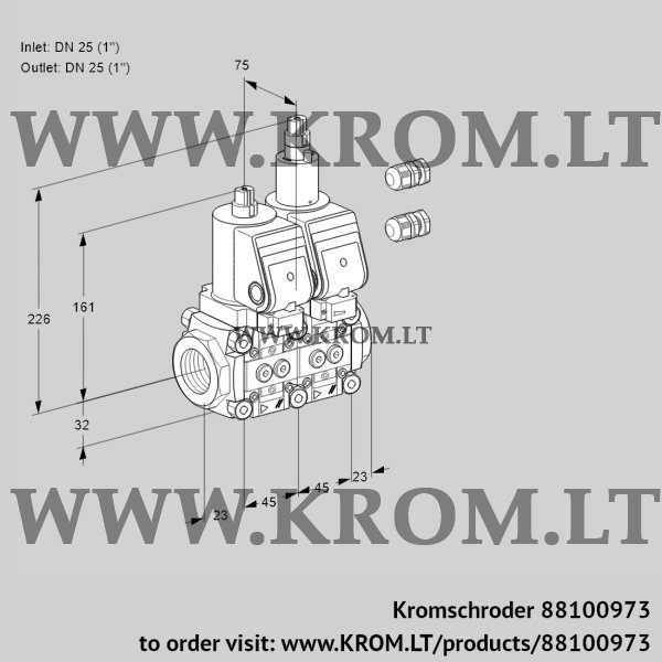 Kromschroder VCS 1E25R/25R05NLWGR3/PPPP/PPPP, 88100973 double solenoid valve, 88100973