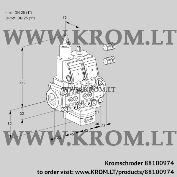 Kromschroder VCH 1E25R/25R05LHEVWGR3/PPPP/PPPP, 88100974 flow rate regulator, 88100974