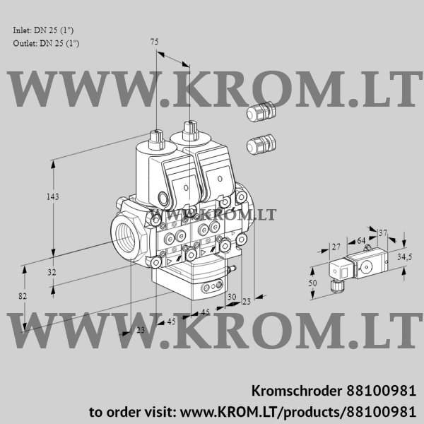 Kromschroder VCD 1E25R/25R05ND-25VWR3/2--3/PPPP, 88100981 pressure regulator, 88100981