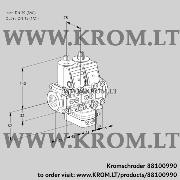 Kromschroder VCH 1E20R/15R05NHEVWR/PPPP/PPPP, 88100990 flow rate regulator, 88100990