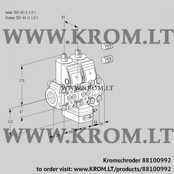 Kromschroder VCH 2E40R/40R05NHEVWR3/PPPP/PPPP, 88100992 flow rate regulator, 88100992