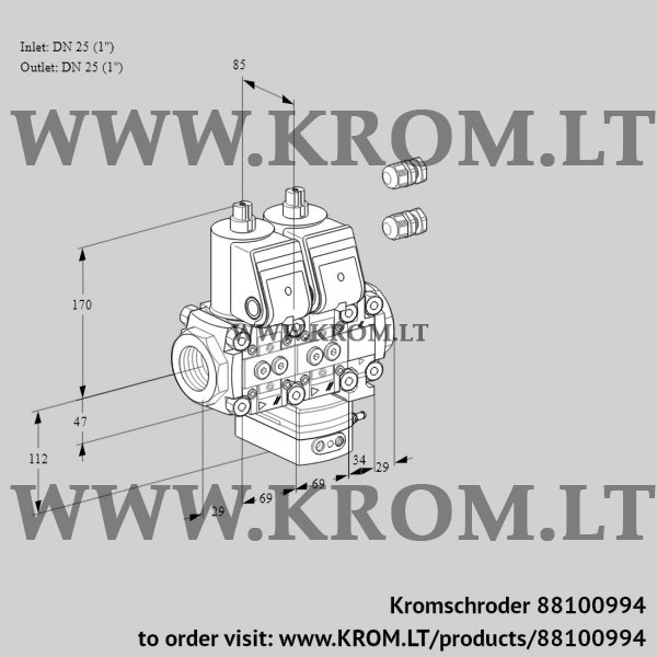 Kromschroder VCG 2E25R/25R05NGKVQR3/PPPP/PPPP, 88100994 air/gas ratio control, 88100994