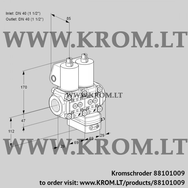 Kromschroder VCG 2T40N/40N05NGAQL/PPPP/PPPP, 88101009 air/gas ratio control, 88101009