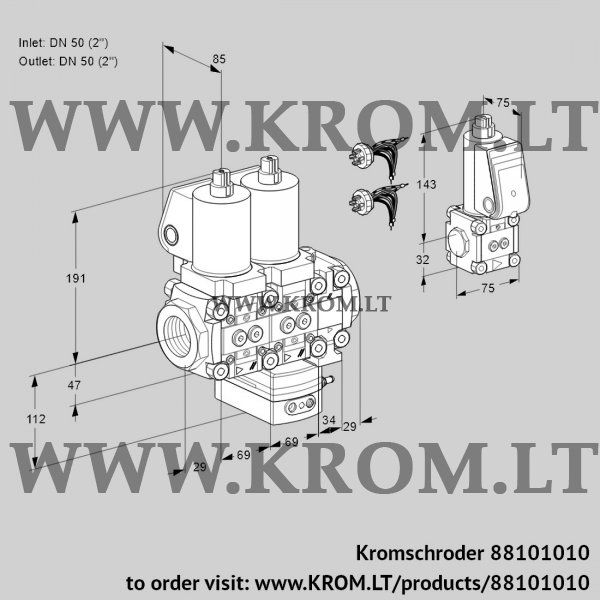 Kromschroder VCG 2E50R/50R05NGEVWSL7/PPBS/PPPP, 88101010 air/gas ratio control, 88101010