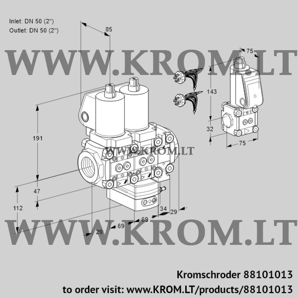 Kromschroder VCG 2E50R/50R05NGEVWSL7/PPBS/MMPP, 88101013 air/gas ratio control, 88101013