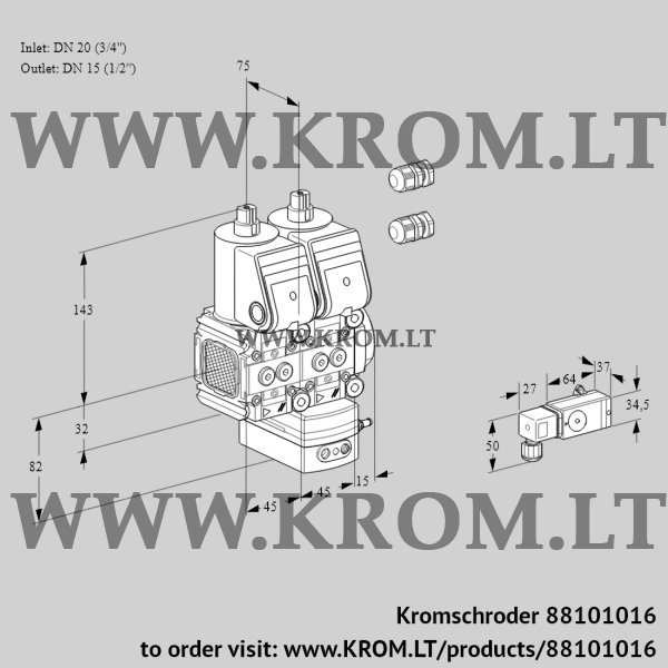 Kromschroder VCG 1E20R/15R05FNGEWR3/4-PP/2-PP, 88101016 air/gas ratio control, 88101016