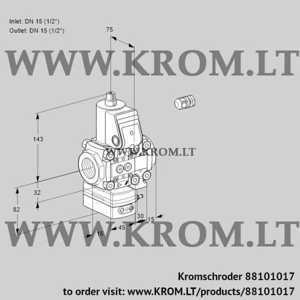 Kromschroder VAH 1E15R/15R05HEVQR/PP/PP, 88101017 flow rate regulator, 88101017