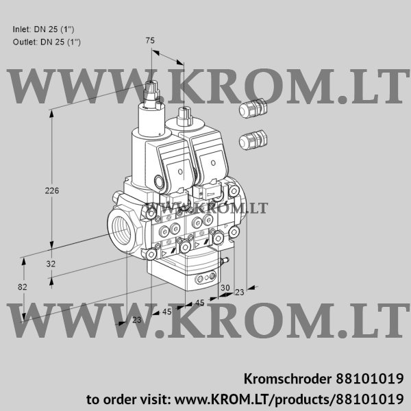 Kromschroder VCH 1E25R/25R05LHEVWGR3/PPPP/PPPP, 88101019 flow rate regulator, 88101019