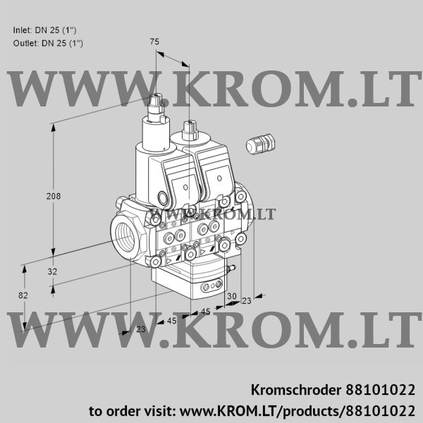 Kromschroder VCH 1E25R/25R05LHEVWR/PPPP/PPPP, 88101022 flow rate regulator, 88101022