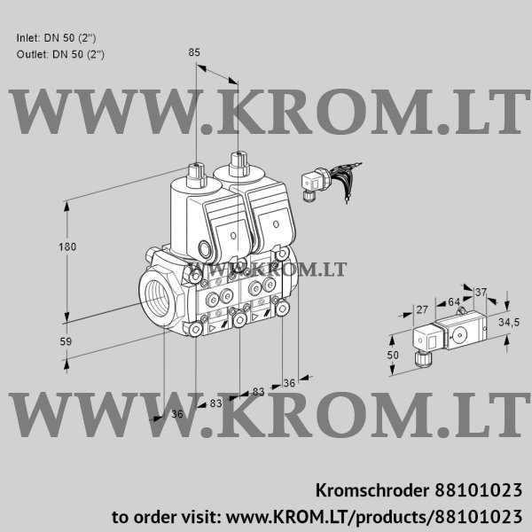 Kromschroder VCS 3E50R/50R05NNWR/PPPP/-3PP, 88101023 double solenoid valve, 88101023