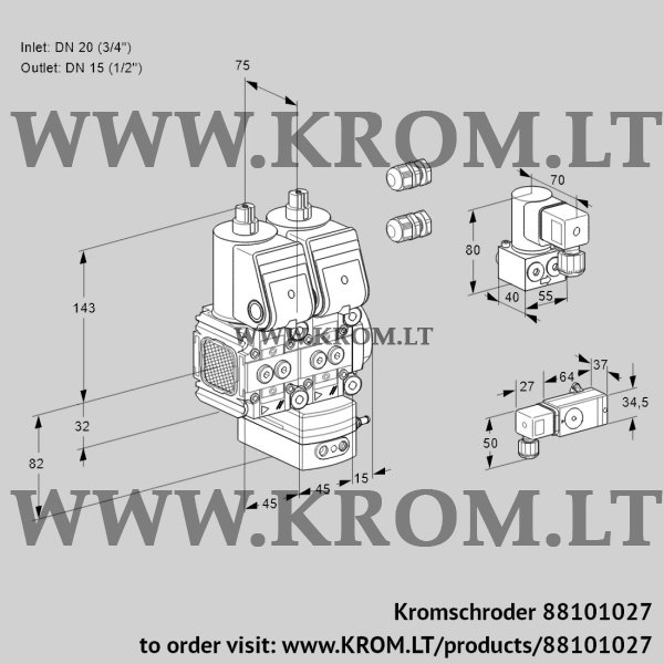 Kromschroder VCG 1E20R/15R05FNGEWR3/4-PP/2-BY, 88101027 air/gas ratio control, 88101027