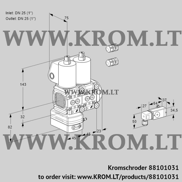 Kromschroder VCD 1E25R/25R05FD-25NWL3/-2PP/2--3, 88101031 pressure regulator, 88101031