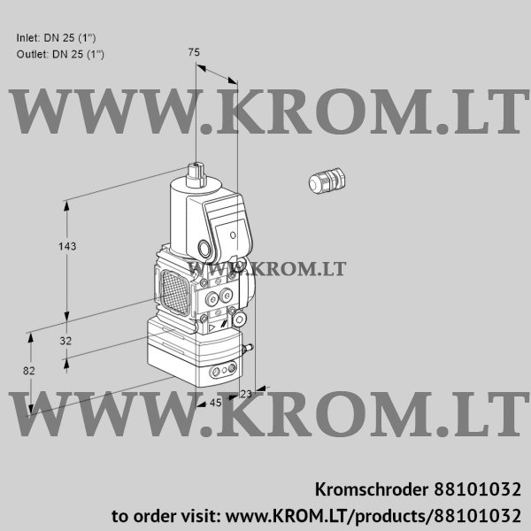 Kromschroder VAD 1E25R/25R05FD-25WR/PP/PP, 88101032 pressure regulator, 88101032