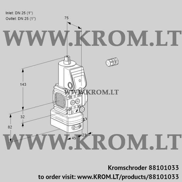 Kromschroder VAD 1E25R/25R05FD-25WR/PP/PP, 88101033 pressure regulator, 88101033